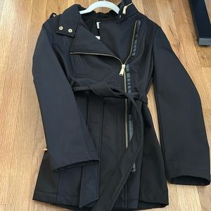 EUC Michael Kors jacket asymmetrical gold zipper hood in collar xs